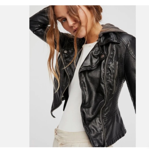 Vintage Free People FP Moto Vegan Leather Button Zippers XS 0